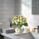 Artificial Hydrangea Flowers with Glass Vase & Fake Water - Faux Hydrangea for Home Table, Wedding Party, Office Decor | Realistic Fake Hydrangeas, Silk Flowers for Vase Arrangement (Hydrangea, green)