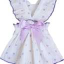 QWINEE Heart Print Dog Cat Dress Bow Decor Cute Dog Dresses Puppy Tutu Skirt Chihuahua Teddy Pomeranian Dress Birthday Holiday Clothes for Cat Kittens Small Medium Large Dogs Purple S
