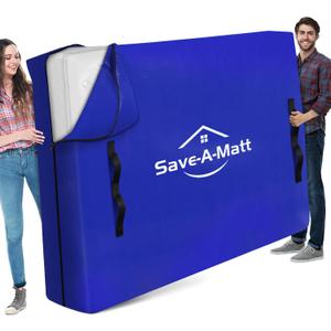 SaveAMatt Mattress Bags for Moving - Extra Thick & Durable Queen Mattress Cover for Moving - Reusable Waterproof Tarp Mattress Protector with Heavy Duty Handles (82’’x63’’x15’’ Queen Size)