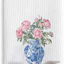 TNUW Chinoiserie Floral Kitchen Towels 16x24 Inch, Blue and White Chinoiserie Porcelain Floral Hand Towels for Bathroom Decor, Grand Millenial Decor Dish Tea Towels for Kitchen