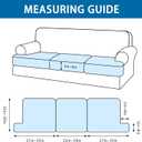 T Cushion Sofa Slipcovers Leather-Look 3PC Stretch Sofa Cushion Covers for 3 Cushion Couch Individually Couch Seat Covers with Elastic Bands, Pet-Friendly, Non-Slip, Easy Fit - Grey