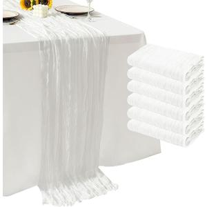 6Pack White Cheesecloth Table Runner 10Ft Gauze Table Runner White Cheese Cloth Table Runners Long Sheer Fabric Tablerunners for Wedding Party Bridal Shower Thanksgiving Christmas (6 Pack 20 x 120 inch)