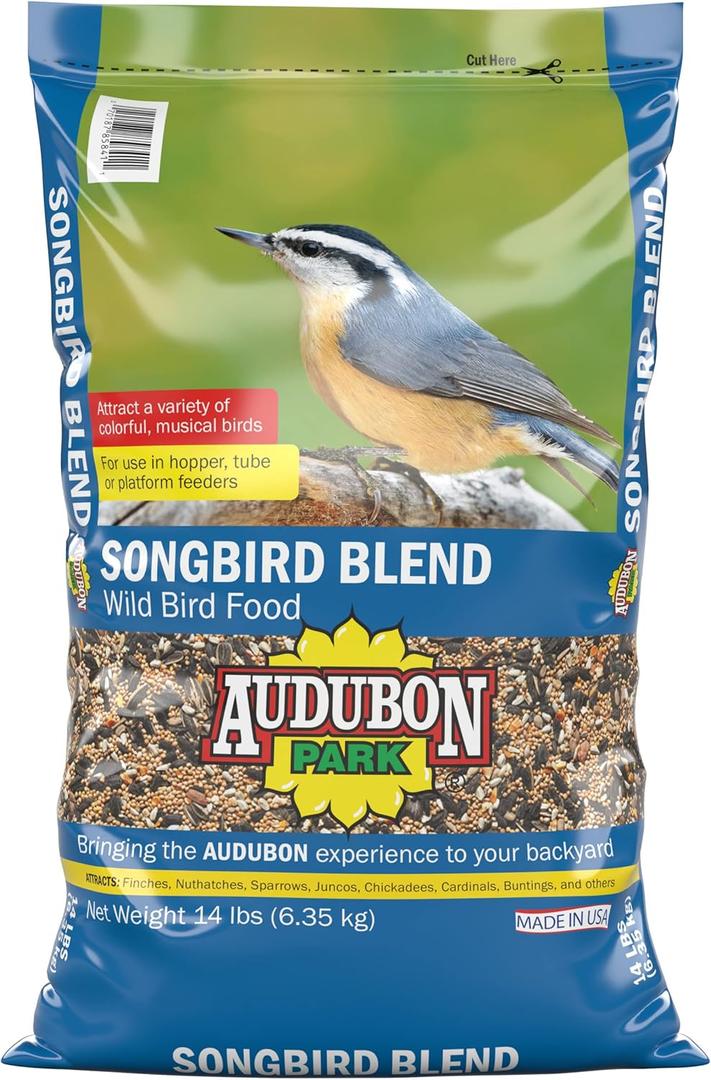 Audubon Park Songbird Blend Wild Bird Food, Bird Food for Outside Feeders, 14-Pound Bag