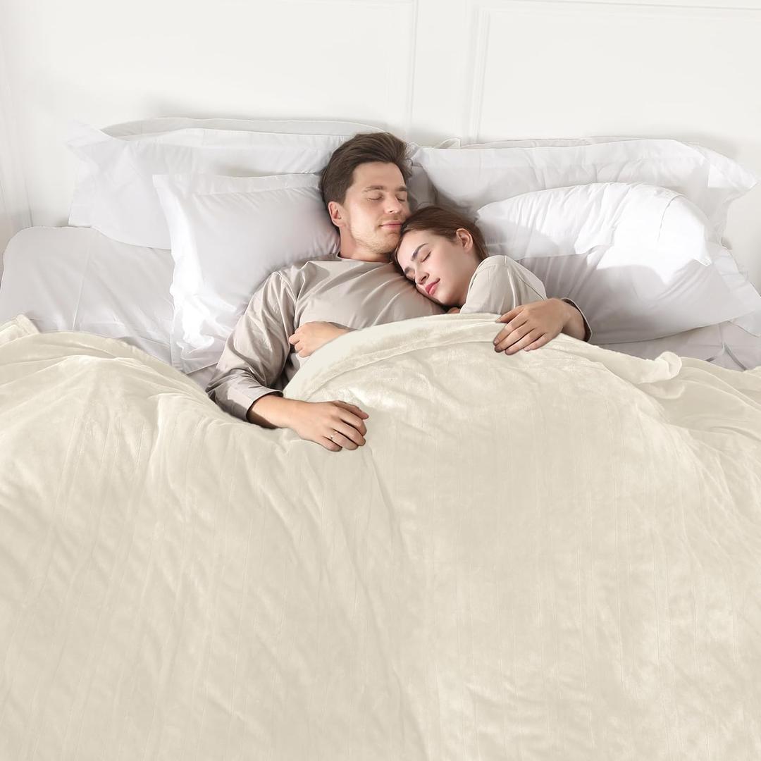 Electric Blanket Queen Size, Super Soft Cozy Upgraded Flannel Blanket Dual Control with 5 Heating Levels & 10 Hours Auto Off, Fast Heating Blanket & Overheat Protection, 84" x 90", White