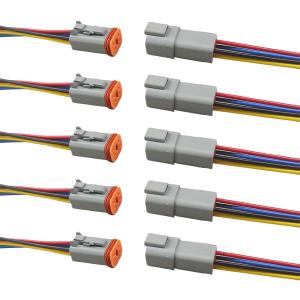 4 Pin Deutsch Car Waterproof Electrical Connector with 17AWG Cable Wire, 4 Way Automotive Male and Female Plug Wiring Harness, 4 Wire DT Pigtail for Cars, Boats, Trucks