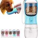 Dog Water Bottle, Portable Pet Water Bottle with Food Container, Outdoor Portable Water Dispenser for Cat, Puppy, Pets for Walking, Hiking, Travel, Puppy Essentials, Dog Stuff(10oz) (Blue)