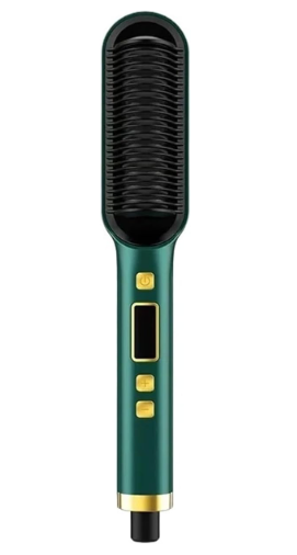Five Temperature for Quick Heating of The Straight Hair Brush(LCD Green, US)