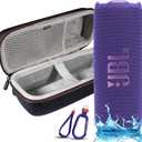 JBL Flip 7 Portable Bluetooth Speaker, IP68 Waterproof, Dustproof, Drop-Proof, PushLock System, AI Sound Boost, 16H Battery, Megen Hardshel Protection Case (Purple)