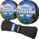 Paracord Rope with 7-Strand Core, 11 Colors and 50/100/200 ft, Nylon Type III Parachute Cord 4mm for Camping, Survival, Hiking, DIY, Crafting, Outdoor Utility Black 100ft