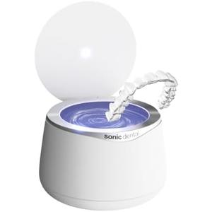 Sonic Pro Dental Cleaning Pod, 43kHz Ultrasonic Retainer Cleaner Machine for Dentures, Mouth Guards, Braces, Toothbrush Heads, Jewelry & All Dental Appliances, FSA/HSA Eligible (Pearl White)