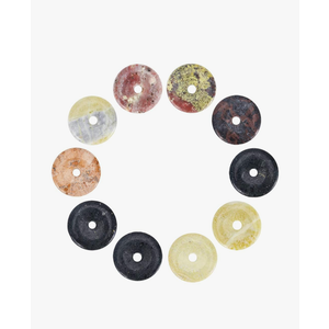 arricraft 24pcs Gemstone Donut Charms, Mixed Color Pi Disc Pendants, Flat Round Donut Stone Beads Pendants for Jewelry Making