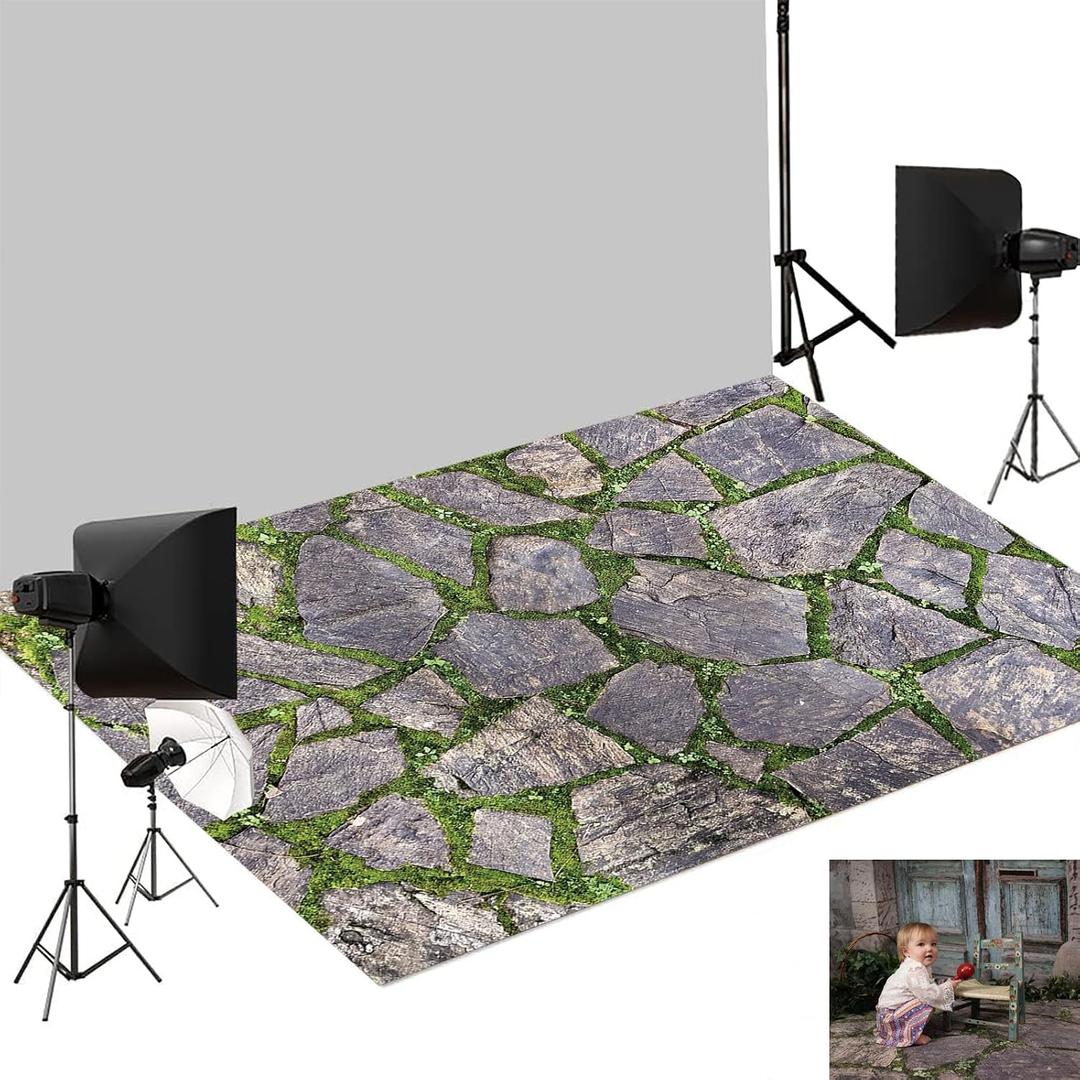 Kate Photography Floor Mats Green Brick Floor Backdrop Anti-Slip Mat for Newborn Photography Props Rubber Mat for Photo Studio 5x4ft