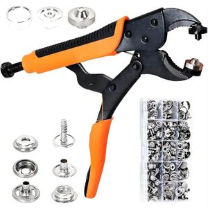 AnnYun Snap Button Kit, Heavy Duty Snap Fasteners Tools, Screw Snaps on Tools Included 1pc Snap Plier and 280 Pcs 15mm Stainless Snaps, Buttons Snap Fastener Tool for Boat Cover, Tarp, Canvas, Leather