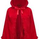 Little Red Riding Hood Cape Women,Red Velvet Cape,Halloween Christmas Costume (55cm/21.5inch)