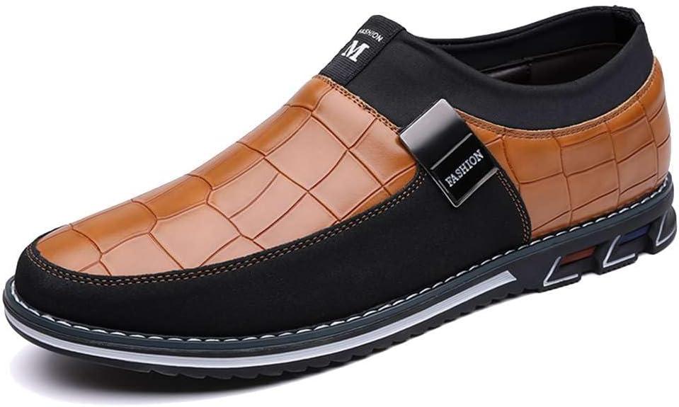 Men's Casual Dress Oxford Shoes Business Office Loafers Leather Fashion Dress Sneakers Comfort Walking Driving Shoes (7, Orange)