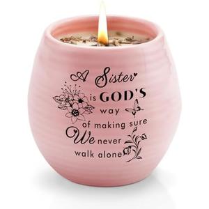 Sister Birthday Gifts, Sisters Christmas Gifts from Sister, Handmade Ceramic 8oz Soy Wax Lavender Scented Candles, Sisters Candle Gift for Soul Sisters Best Friend BFF Bestie