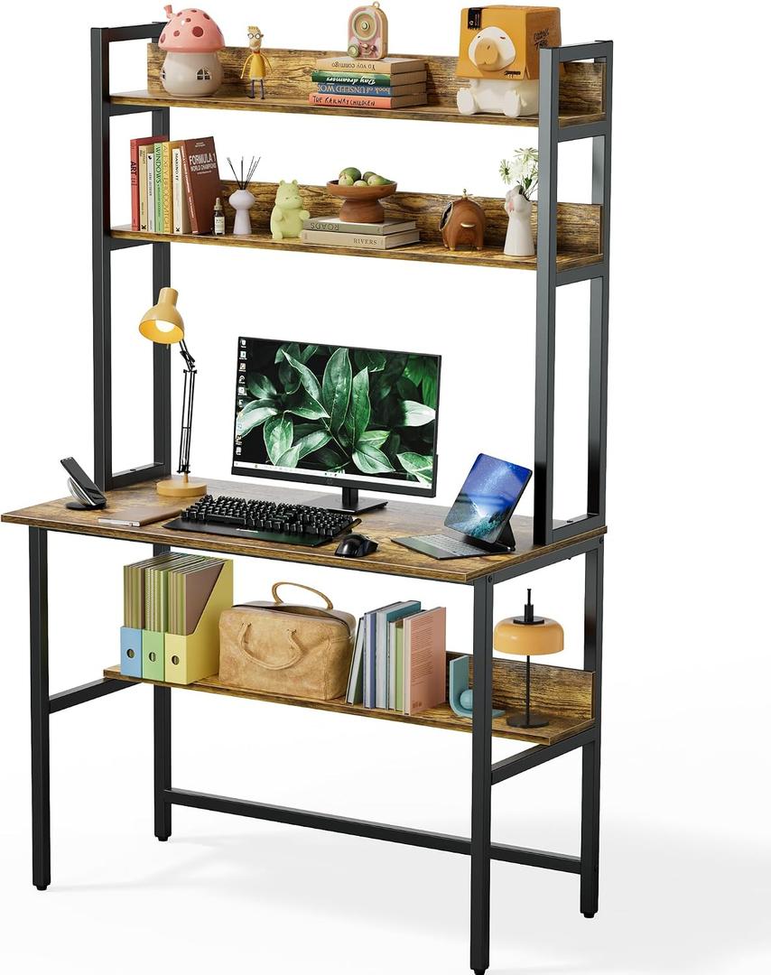 Aquzee 40 Inch Desk with Shelves, Computer Desk with Hutch