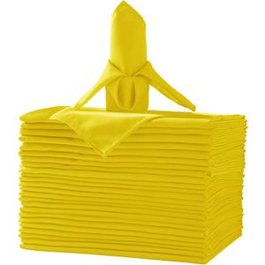 50pcs Polyester Cloth Napkins - 20 x 20 inch Yellow Dinner Washable Napkins with Hemmed Edges for Restaurant/Wedding/Hotel(50,Yellow)