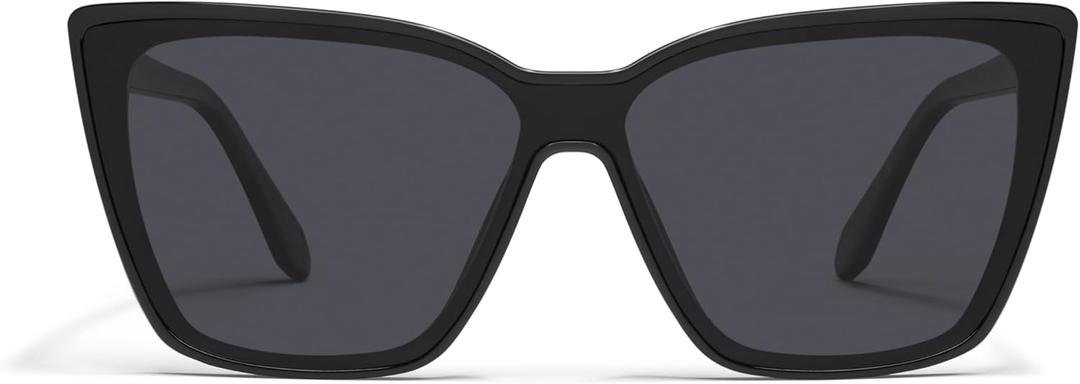 Quay - Women's Sunglasses, Polarized Cat Eye Lenses with UV Protection, Oversized Sunglasses (Confidential, Black)