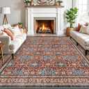 LUMI Washable Area Rug 8x10 for Living Room, Ultra Soft Stain Resistant Carpet with Non Slip Rubber Backing, Non-Shedding Low Pile Rugs for Bedroom, Dining Room, Indoor, Office