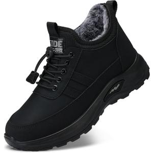 SHIBEVER Winter Snow Boots for Women: Warm Fur Lined Ankle Booties Comfortable Slip on Waterproof Outdoor Short Shoes (10.5, 69-black)