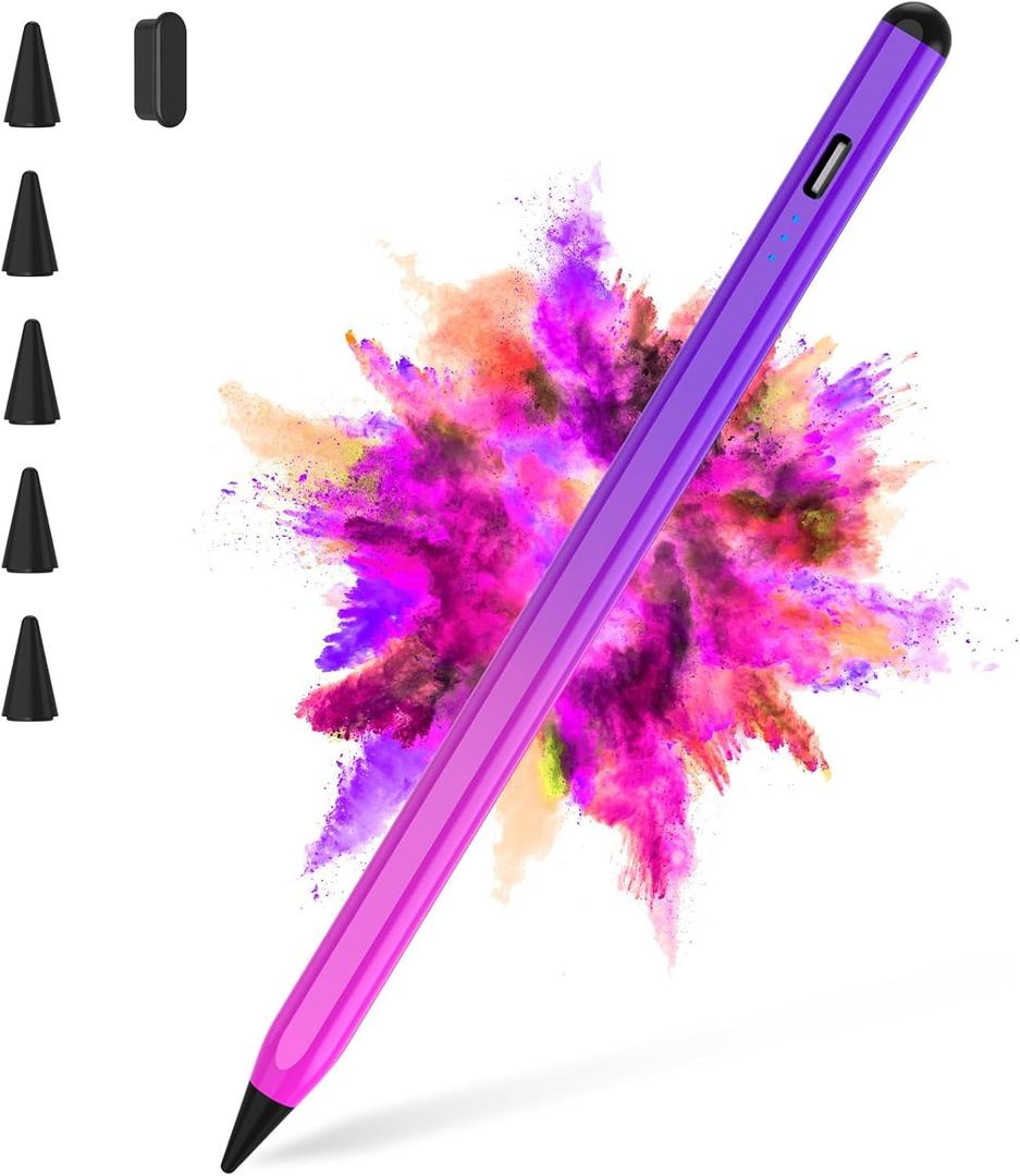 Stylus Pen for iPad 2018-2025 with Palm Rejection, Faster Charge, Tilt Sensitivity iPad Pencil Compatible with A16/10th/9th/8th/7th/6th,Pro 11/12.9/13in M4,Air M2/M3/5th/4th, Mini 6/5 (Gradient Purple)