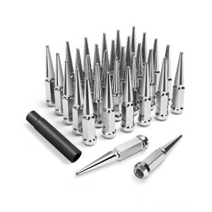 32PCS 14X1.5 Spike lug nut 4.4" Tall-Chevy Silverado 8Lug, M14x1.5 Electroplated Wheel Spike Lug Nut For Suburban GMC Sierra Yukon Ford F250 F350 RAM 2500 3500 Aftermarket Wheel,One Piece Anti-Rusting