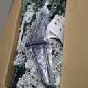 7FT Premium Artificial Christmas Tree, Snow Flocked Hinged Pine Tree with Solid Metal Stand for Outdoor and Indoor Holiday Decor (White)