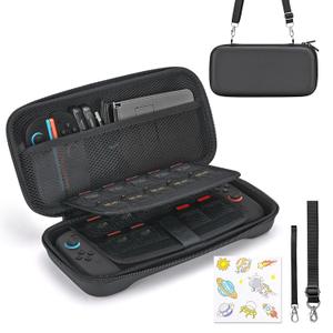 Younik Switch 2 Case Compatible with NS Switch 2 (2025), Carrying Case with 19 Game Card Slots, 4 in 1 Switch 2 Accessories Includes Shoulder Strap, Wrist Strap & Stickers (Black)