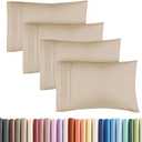 Standard Pillow Cases Set of 4 - Ultra Soft Hotel Quality Pillowcase Covers - Comfy Cozy Bedding for Women, Men, Kids & Teens - Machine Washable Pillow Protectors - 4 Piece Set - Standard Size Cream