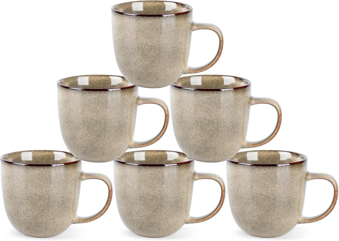 AmorArc 12oz Coffee Mugs, Ceramic Coffee Mugs set of 6 for Man, Woman, Dad, Mom, Modern Coffee Mugs with handle for Latte/Cappuccino/Milk/Cocoa. Dishwasher&Microwave Safe (Oatmeal)