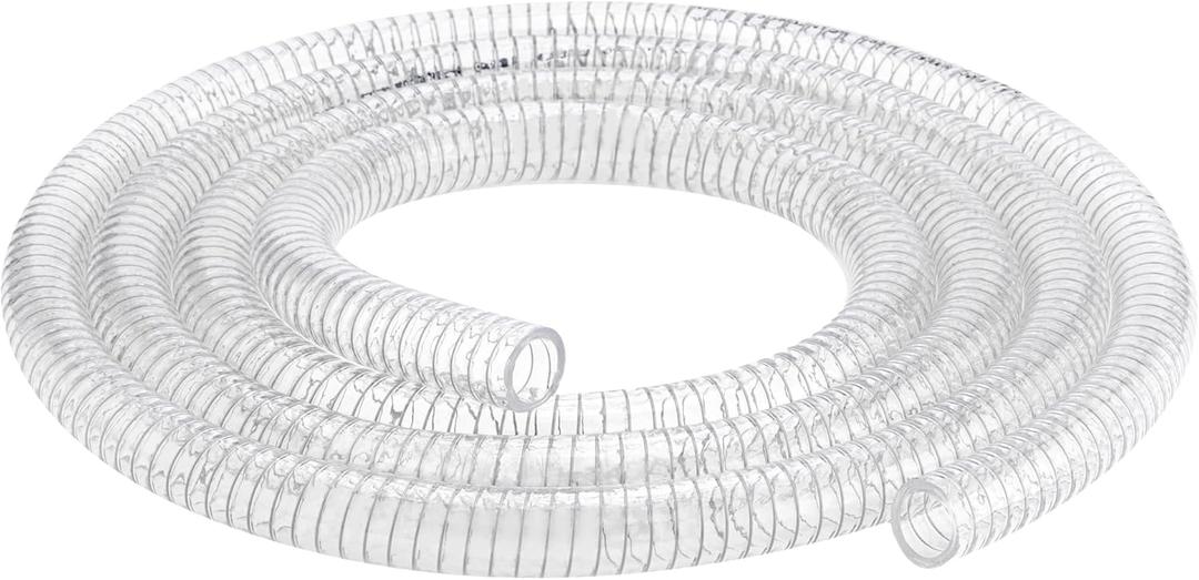 1/2"id-25ft PVC Reinforced Tubing Steel Wire Suction Flexible Hose Vinyl Tubing Heavy Duty PVC Vacuum Hose Drain Fuel Oil Gas Water for Marine Bilge Pump Pond Spa