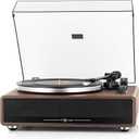 1 by ONE High Fidelity Belt Drive Turntable with Built-in Speakers, Vinyl Record Player with Magnetic Cartridge, Bluetooth Playback and Aux-in Functionality, Auto Off