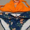 Yonique Women Two Piece Swimsuit - Knot Twist Bikini Set V Cut Bathing Suit 2026 Teen Bikini (Medium, Orange Floral)