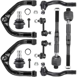Front Upper Control Arm with Ball Joint + Inner Outer Tie Rod End + Sway Bar End Link Suspension Kit Passenger Driver Side for 2014-2019 NFINITI QX80 QX56 2005-2019 Nissan Armada Pathfinder Titan