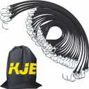 KJE 20Pack (15", 21", 31") Rubber Bungee Cords with S Hooks - Quality EPDM, Heavy Duty Black Bungee Straps, Ideal for Outdoor Tie Downs, Securing Tarps, Canvases, Cargo in Cold Hot Climates