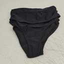 Tempt Me Women Mid Rise Bikini Bottoms Full Coverage Swimsuit Ruched Scrunch Swim Bottom, Black, Small