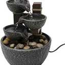 Nature's Mark 7" H Tiered Rock Bowl Tabletop Water Fountain with Natural River Rocks (Power Cord Attached)