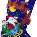 Bucilla Felt Applique 18" Stocking Making Kit, Sleigh Ride with Santa, Perfect for DIY Arts and Crafts, 89536E