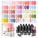 PEACECOLOR 25PCS Jelly Gel Nail Polish Set, 22 Colors Jelly Spring Summer Gel Polish with Cat Eye and Glossy Top Coat Pastel Pink Milky Green Purple Ice Collection Cateye Effect Nail Art Gel Kit