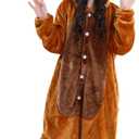 Unisex Kids Animal Costume Soft Flannel Halloween Christmas Cosplay Pajama Jumpsuit for 4-12 Years (9-10 Years/Height 49"-53", Capybara)