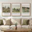 Framed Vintage Christian Wall Art Set of 3, Rustic Wildflower Landscape Bible Verse Canvas Prints, Neutral Beige Scripture Decor for Living Room Bedroom Office Prayer Room, 16x24 Inch