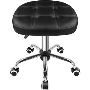 FURWOO Oval Rolling Stool Height Adjustable Massage Chair with Wheels for Spa Salon Black