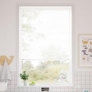 SelectBlinds 1 Green Living Cordless Mini Blinds  Light Control & Privacy  Any Size 23-42 W x 48-64 H, Renewal White, Inside or Outside Mount (31" W x 48" H)