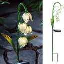 VCUTEKA Solar Garden Decor Stake Outdoor Light Glass Flower Stake for Yard Lawn Decor Backyard Decorations