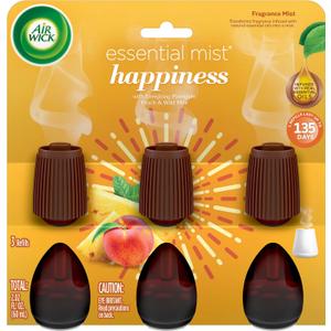 Air Wick Essential Mist Refill, 3ct, Happiness, Air Freshener, Essential Oils