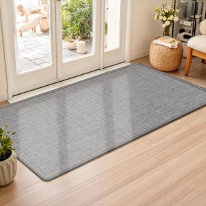 Ultra Thin Indoor Door Mat 24"x47", Non Slip Doormats, Grey, 2' X 3'11"