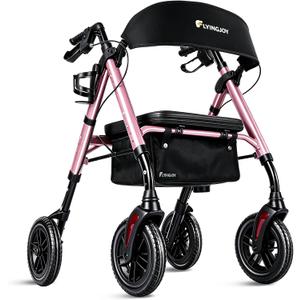 Foldable Rollator Walkers for Seniors with Seat,4 Wheel Rolling Walker