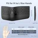 TECKNET Wireless Ergonomic Keyboard Rechargeable, 2.4G+Bluetooth Ergo Cordless USB Computer Keyboard, Wrist Rest, Natural Typing, Stain-Resistant Fabric, Compatible For Windows Computer Desktop Laptop