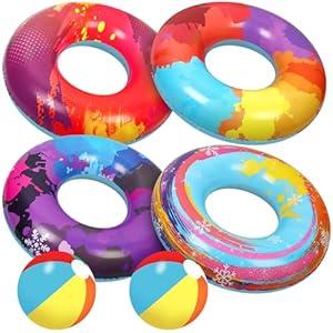 Korlon Tec 6Pcs Pool Floats Tubes, Colorful Inflatable Pool Floats Kids, Pool Floaties Beach Swimming Rings Party Toys for Kids and Adults Korlon Tec 6Pcs Pool Floats Tubes, Colorful Inflatable Pool Floats Kids, Pool Floaties Beach Swimming Rings Party Toys for Kids and Adults